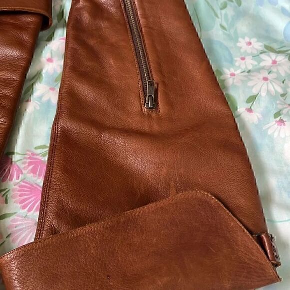 Frye Shirley Over the Knee Brown Leather Boots Cognac Color 8 - Picture 4 of 10